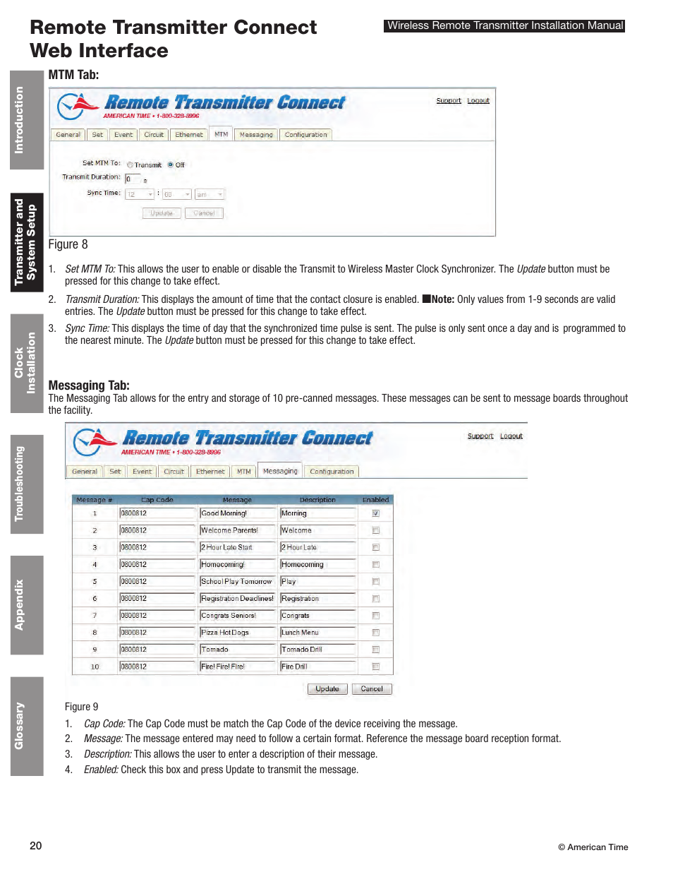 Remote transmitter connect web interface | American Time Wireless Remote Transmitter User Manual | Page 20 / 39