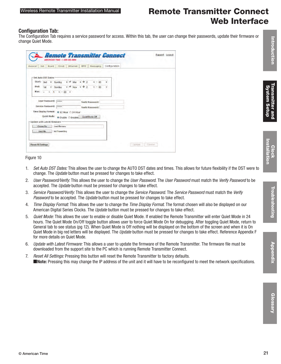 Remote transmitter connect web interface | American Time Wireless Remote Transmitter User Manual | Page 21 / 39