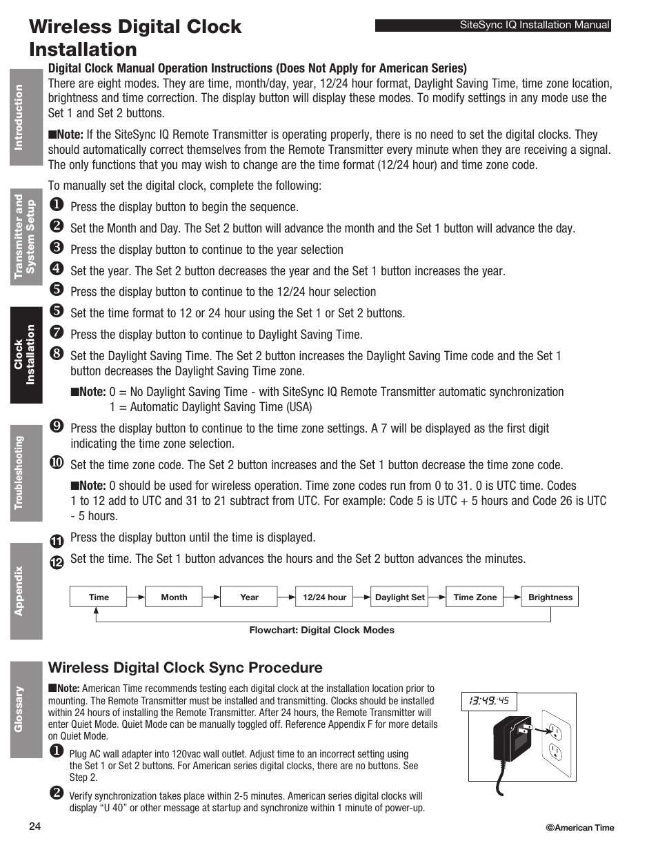 Wireless digital clock installation | American Time Wireless Remote Transmitter User Manual | Page 24 / 39