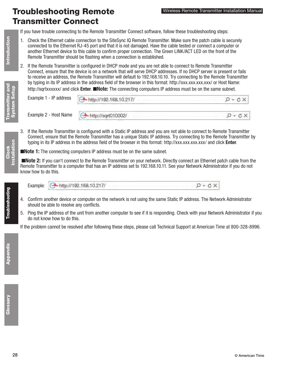 Troubleshooting remote transmitter connect | American Time Wireless Remote Transmitter User Manual | Page 28 / 39