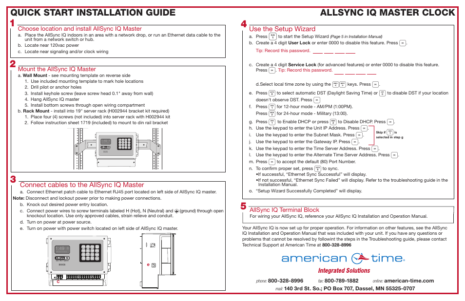 American Time AllSync IQ User Manual | 2 pages