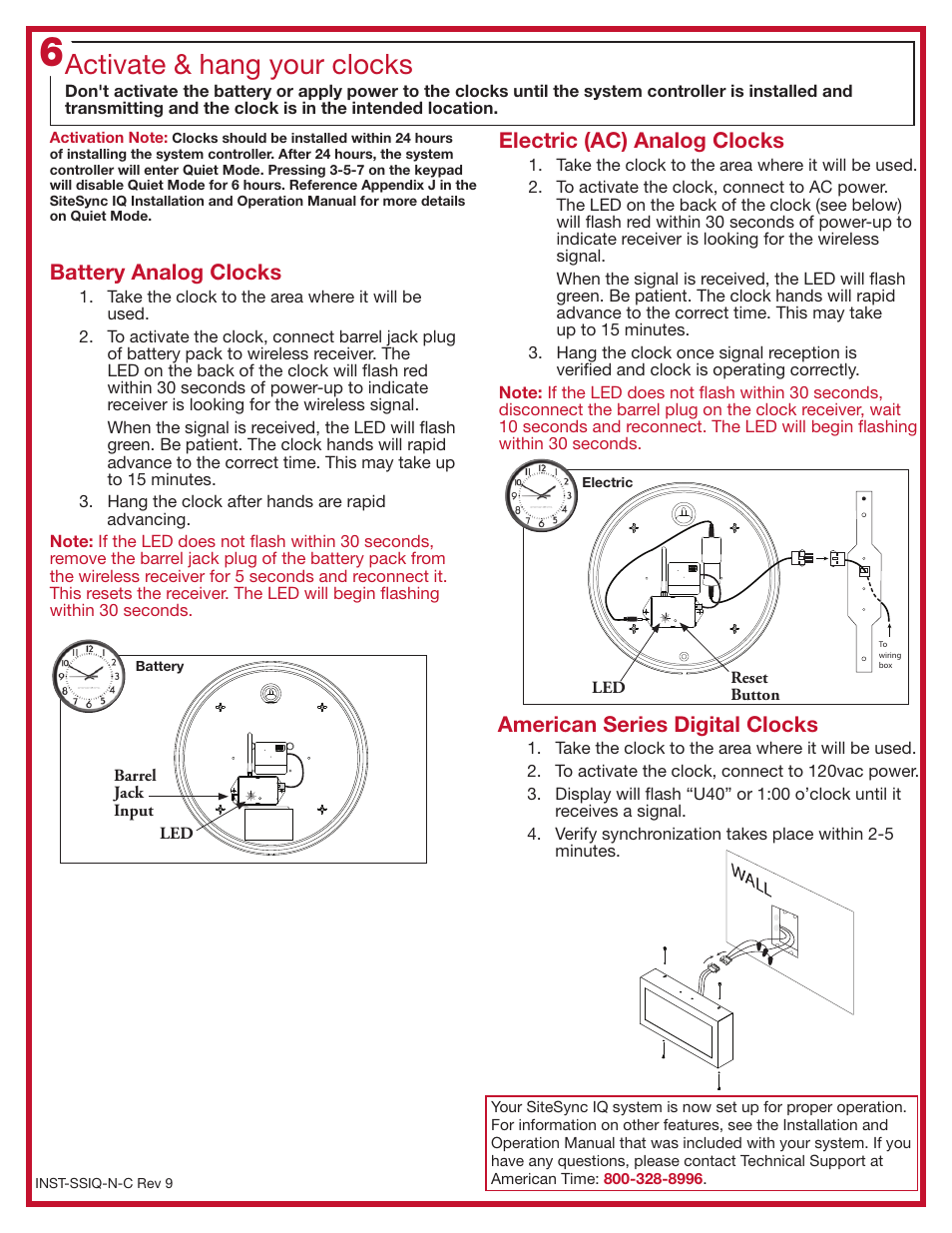 Activate & hang your clocks, American series digital clocks, Electric (ac) analog clocks | Battery analog clocks | American Time CDMA 5 Watt Standard User Manual | Page 3 / 3