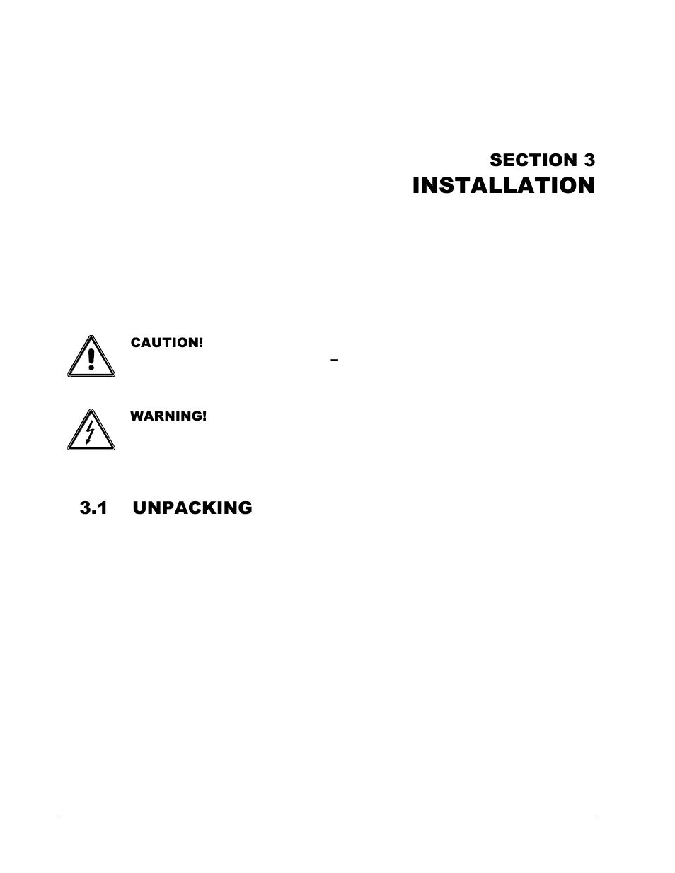 Installation -1, Unpacking -1, Installation | 1 unpacking | AMETEK CW-M User Manual | Page 17 / 48