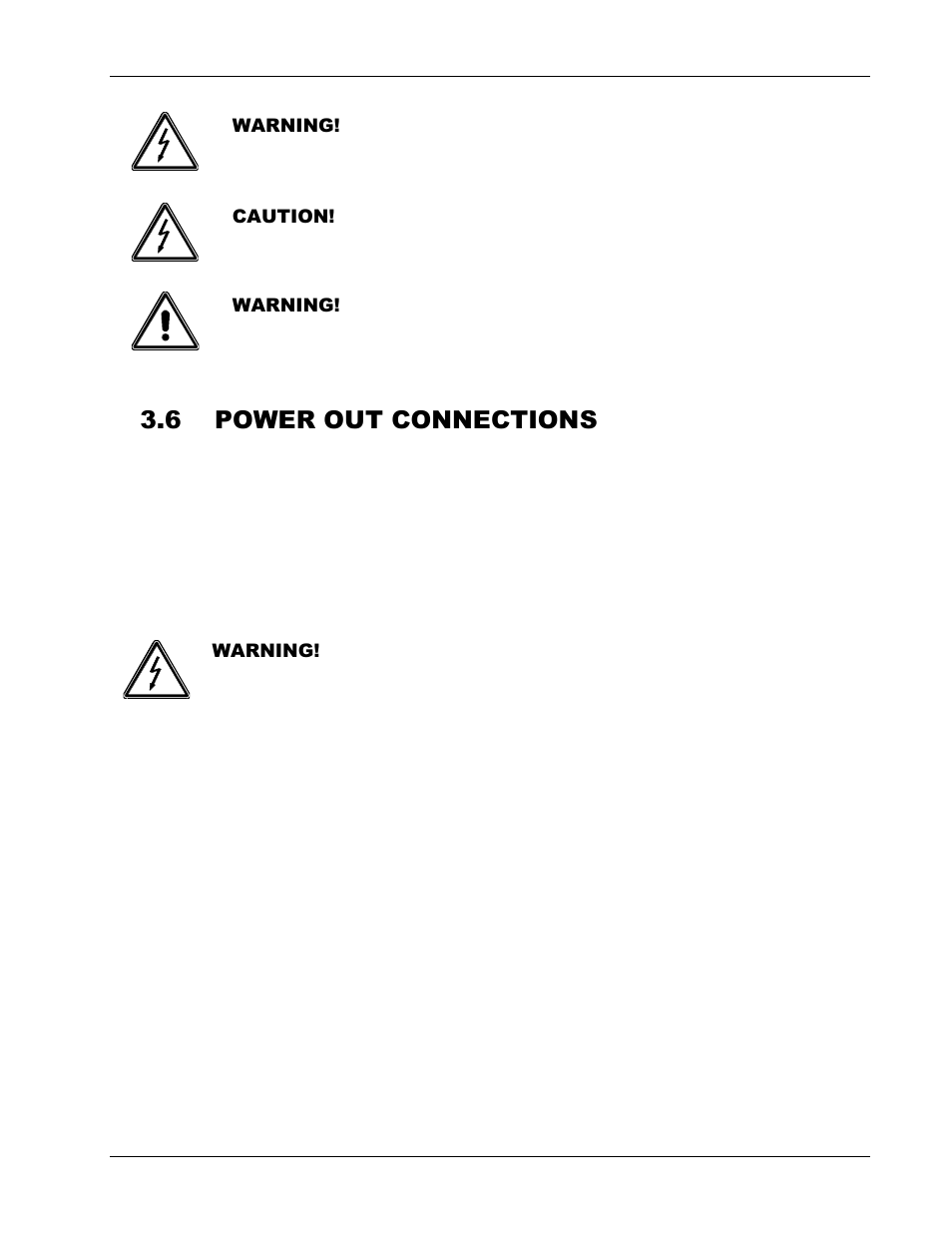 Power out connections -12, 6 power out connections | AMETEK CW-M User Manual | Page 28 / 48