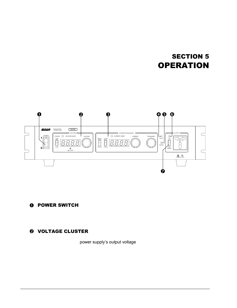 Operation -1, Figure 5-1. cw front panel controls -1, Operation | AMETEK CW-M User Manual | Page 41 / 48