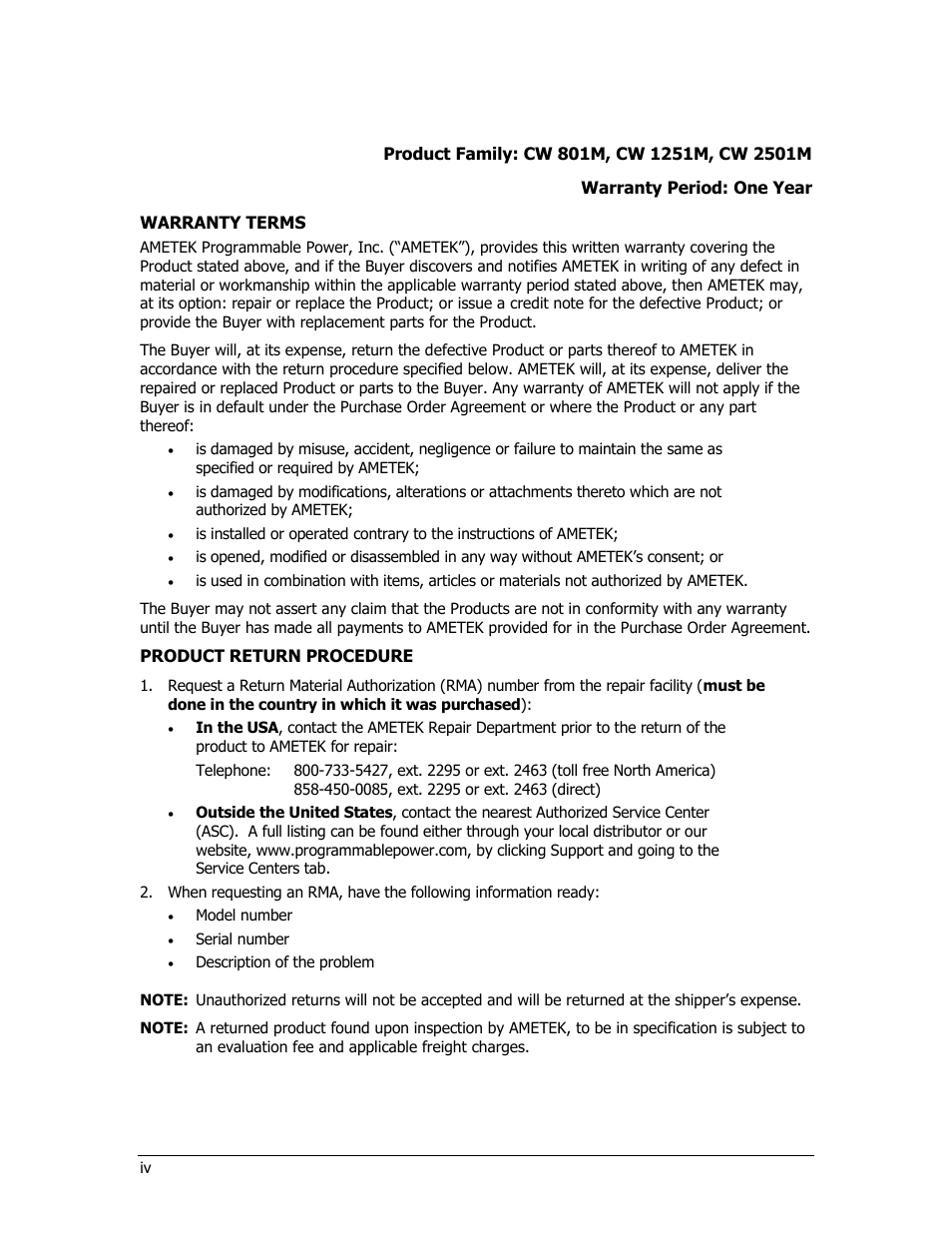 AMETEK CW-M User Manual | Page 6 / 48