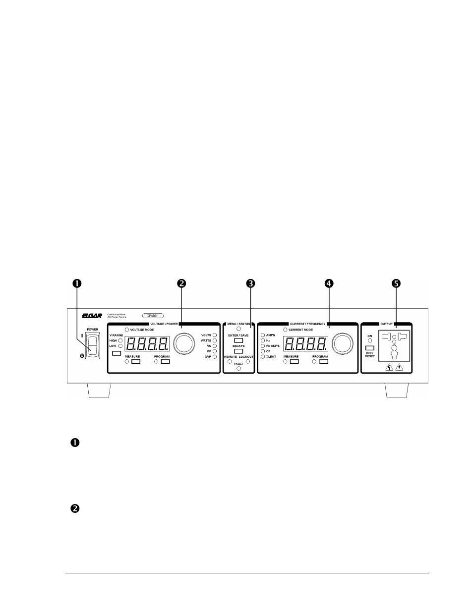 Section 3 operation, 1 cw front panel controls and indicators, Section 4 operation -1 | 1 cw front panel controls and indicators -1, Operation | AMETEK CW-P User Manual | Page 47 / 62