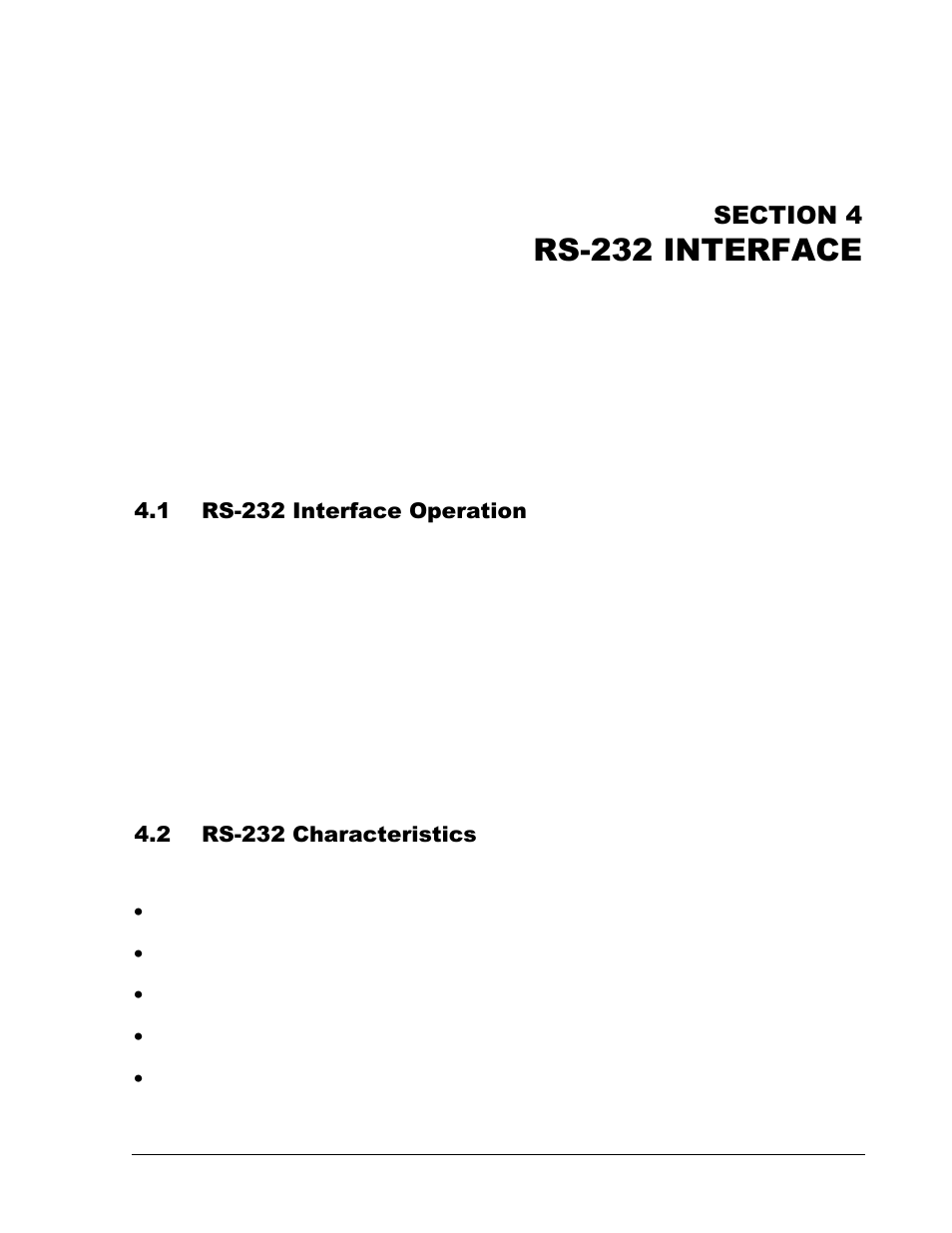 Section 4 rs-232 interface -1, 1 rs-232 interface operation -1, 2 rs-232 characteristics -1 | Rs-232 interface | AMETEK CW Series Programming Manual User Manual | Page 16 / 25