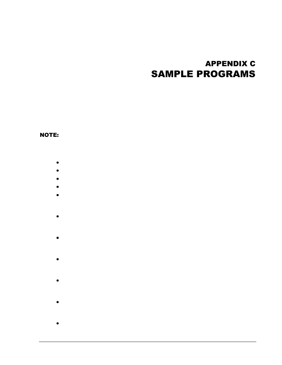 Sample programs, Appendix c | AMETEK CW Series Programming Manual User Manual | Page 24 / 25