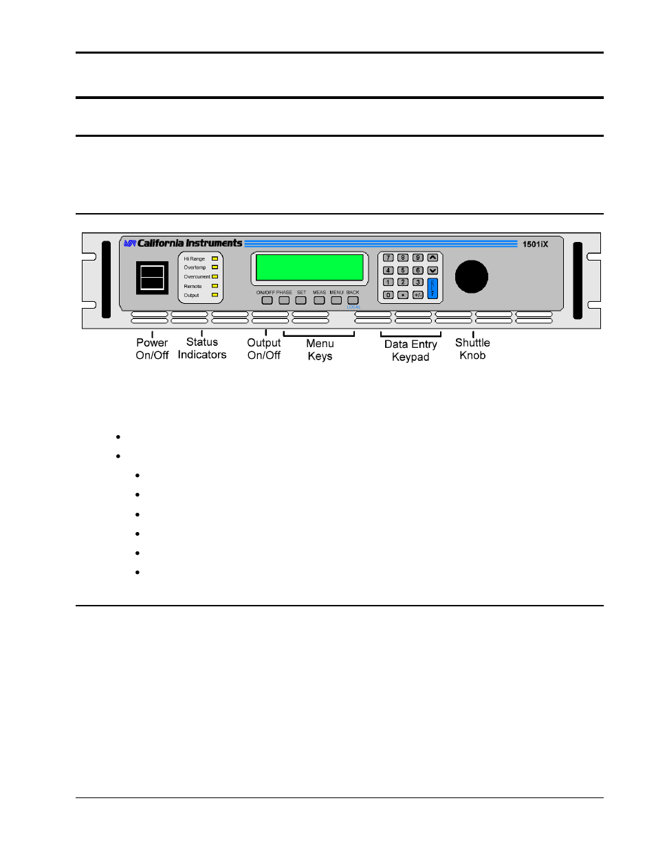 Front panel operation | AMETEK Compact i/iX Series User Manual | Page 51 / 157