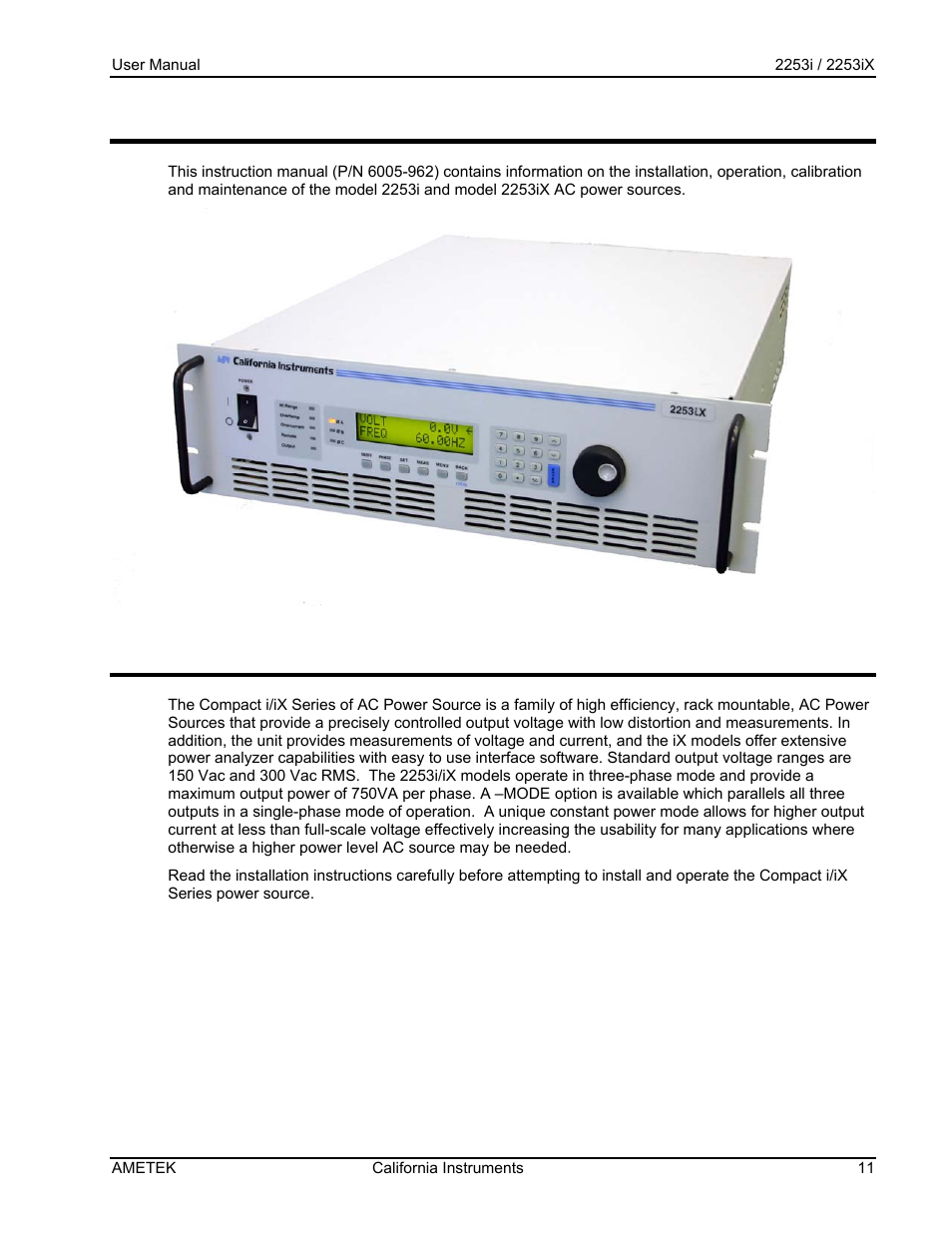 Introduction | AMETEK Compact IX 2253 User Manual | Page 11 / 157