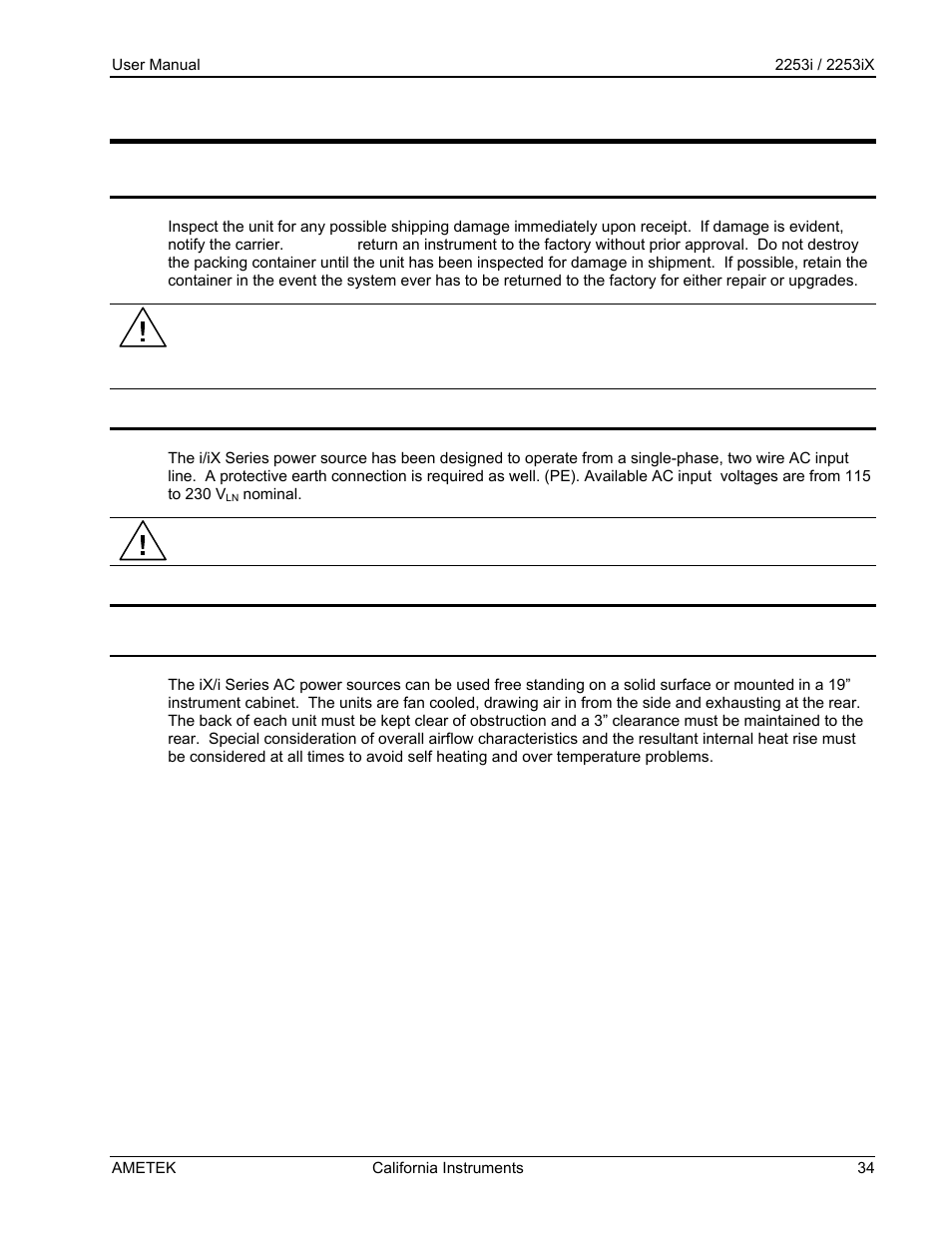 Unpacking and installation | AMETEK Compact IX 2253 User Manual | Page 34 / 157