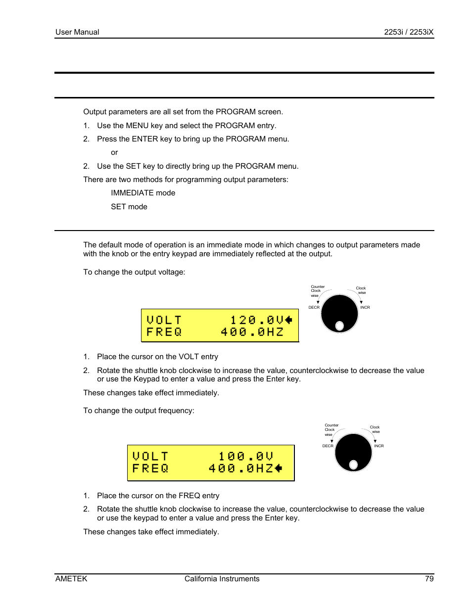 3 output programming | AMETEK Compact IX 2253 User Manual | Page 79 / 157