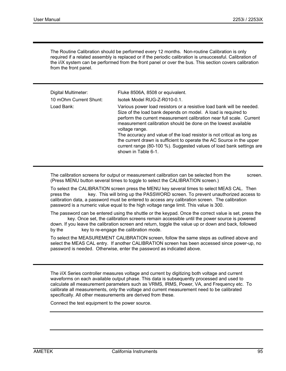 Calibration | AMETEK Compact IX 2253 User Manual | Page 95 / 157
