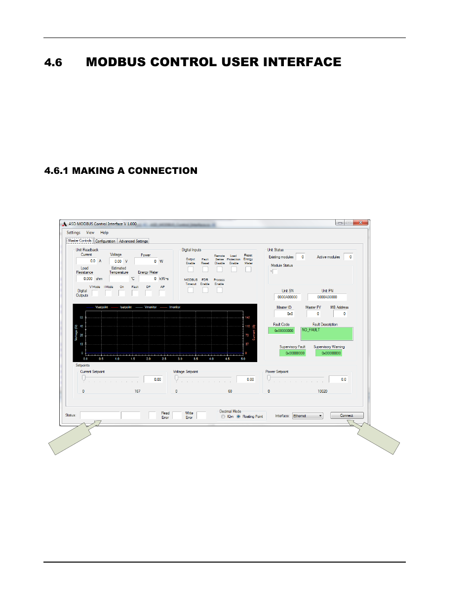 Modbus control user interface, 1 making a connection | AMETEK ASD Series User Manual | Page 86 / 120