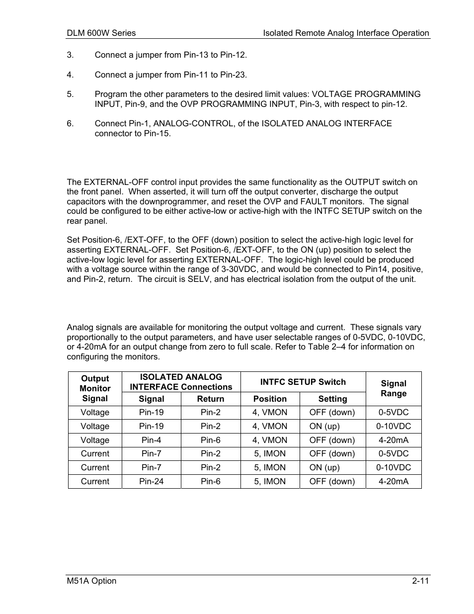 5 external-off control, 6 remote monitoring | AMETEK DLM 600W Series Programming Manual User Manual | Page 23 / 24