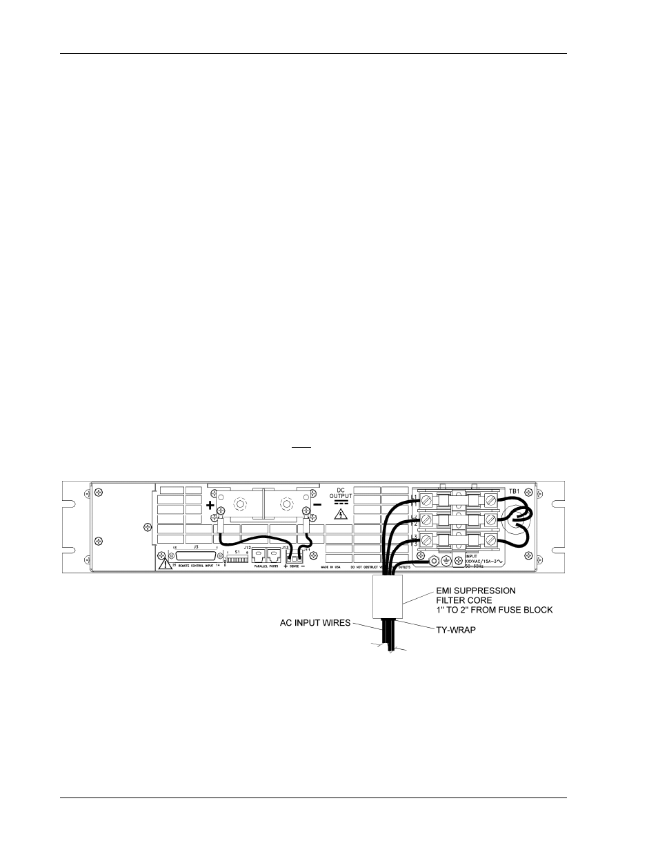 2 ac source grounding, 3 emi provisions, 4 operating and servicing precautions | Ac source grounding -2, 3 emi, Provisions, Operating and servicing precautions -2, Figure 2–1. emi suppression filter -2 | AMETEK DLM Series User Manual | Page 26 / 74