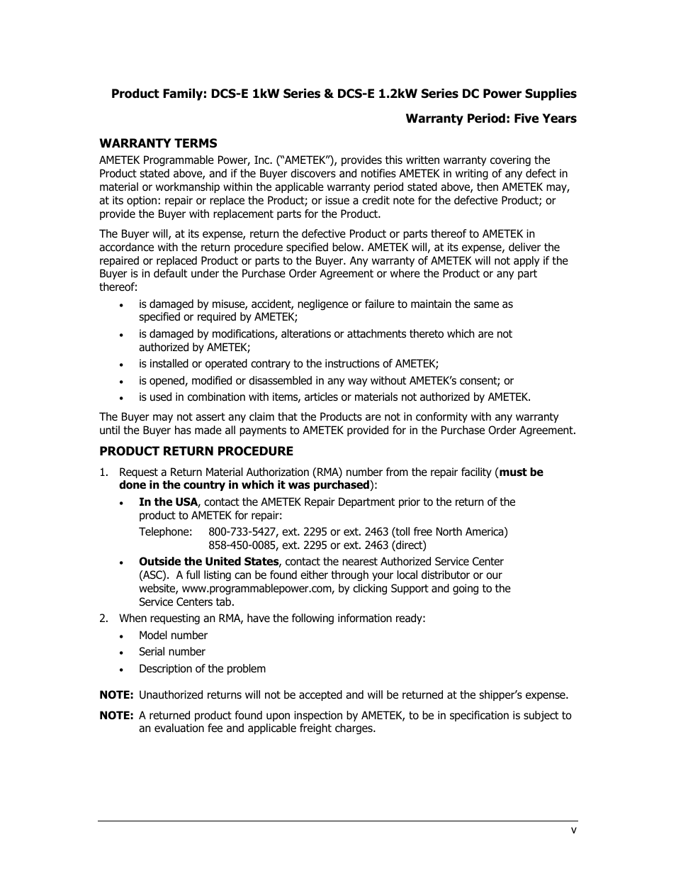 AMETEK DCS-E 1KW Series User Manual | Page 9 / 65