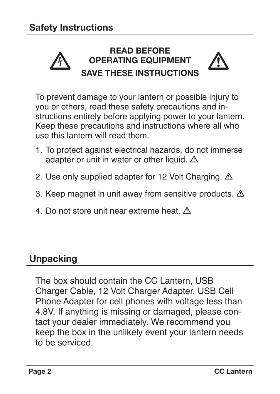 C. Crane Camping Equipment User Manual | Page 2 / 8