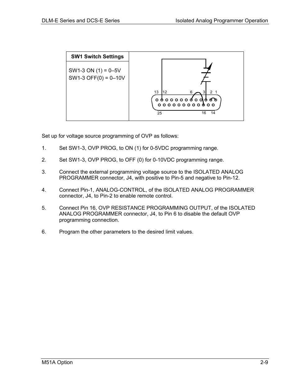 3 voltage source programming of ovp | AMETEK DCS-E 1kW Series Programming Manual User Manual | Page 21 / 32