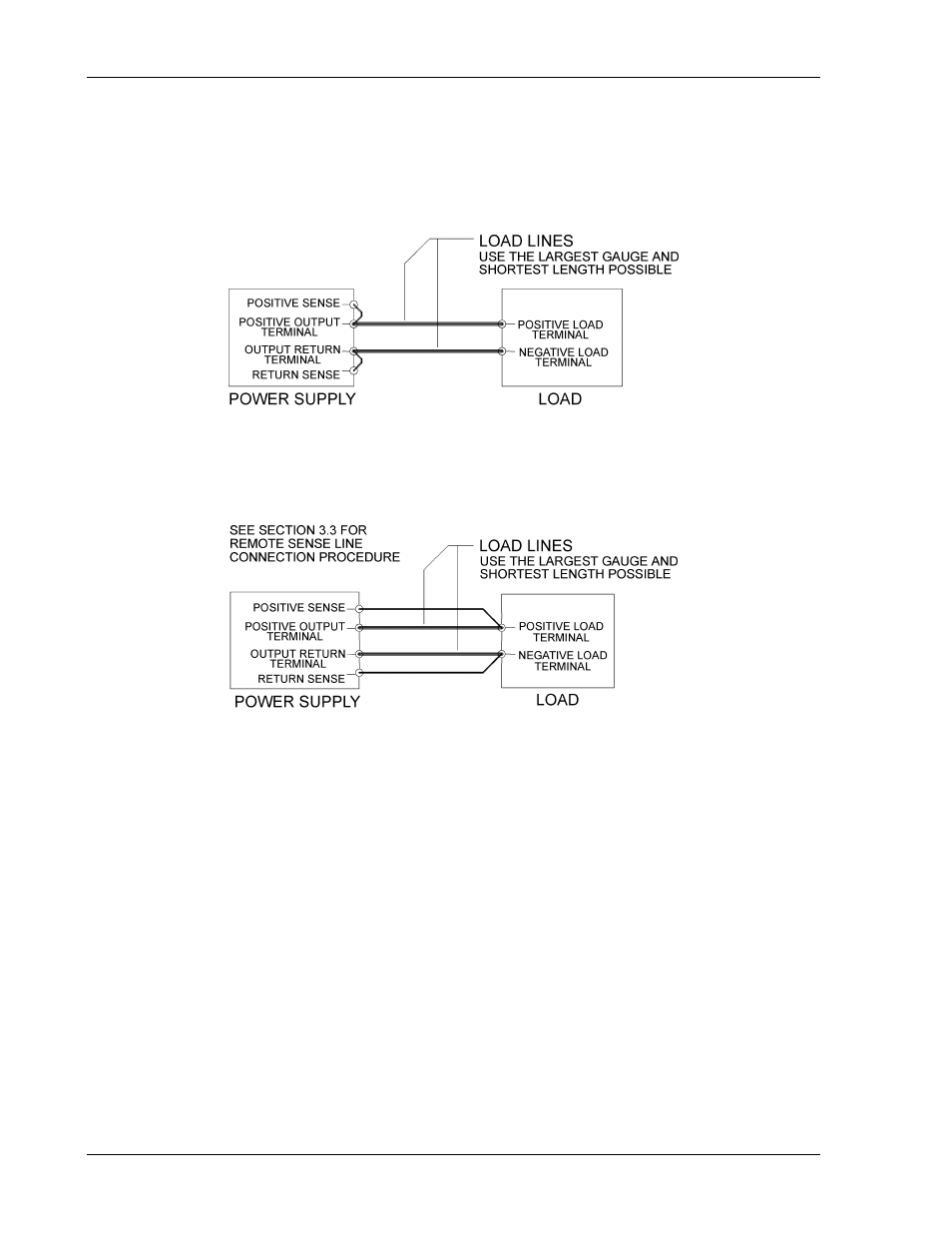 3 connecting single loads, 4 connecting multiple loads | AMETEK DCS-E 3kW Series User Manual | Page 36 / 94