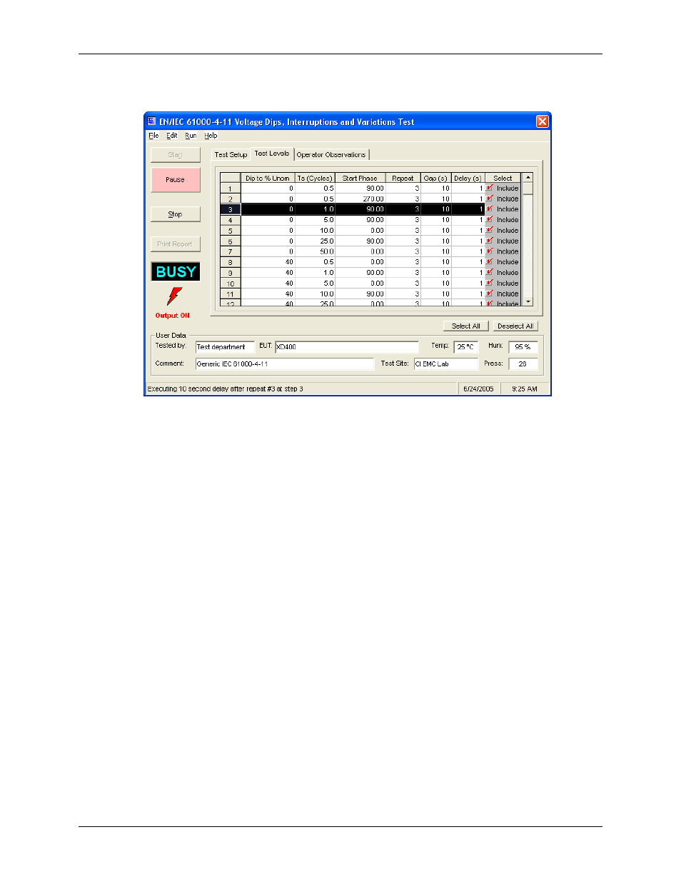 Specifying test sequences for dips and variations | AMETEK CTS 3.0 User Manual | Page 96 / 166