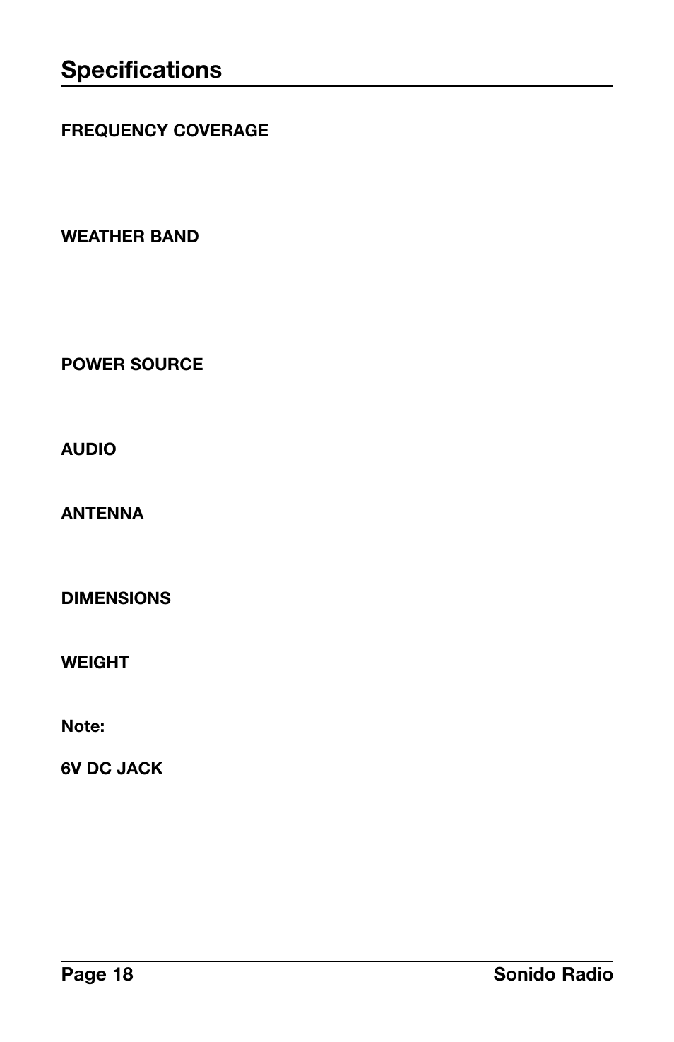 Specifications | C. Crane PR-D4VW User Manual | Page 18 / 24