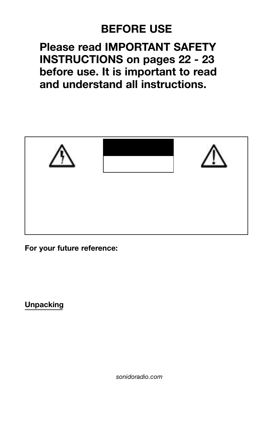 Warning, Ca ution | C. Crane PR-D4VW User Manual | Page 2 / 24