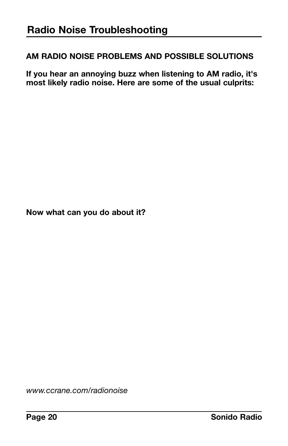 Radio noise troubleshooting | C. Crane PR-D4VW User Manual | Page 20 / 24