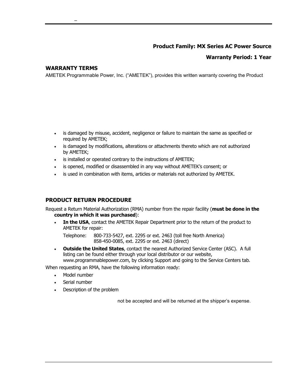 AMETEK MX15 Series User Manual | Page 5 / 184