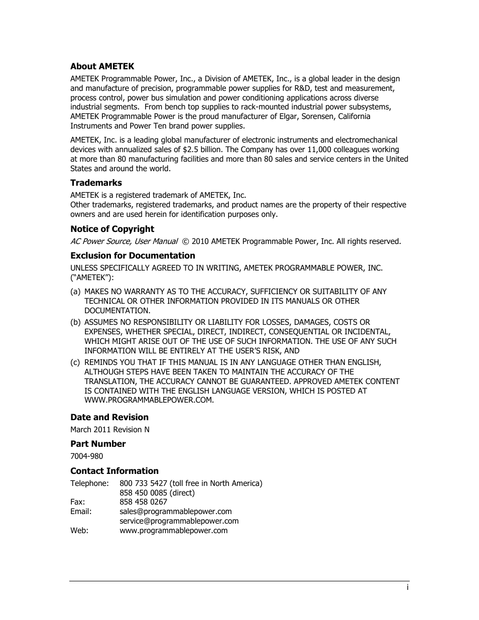 AMETEK Lx Series II User Manual | Page 5 / 226