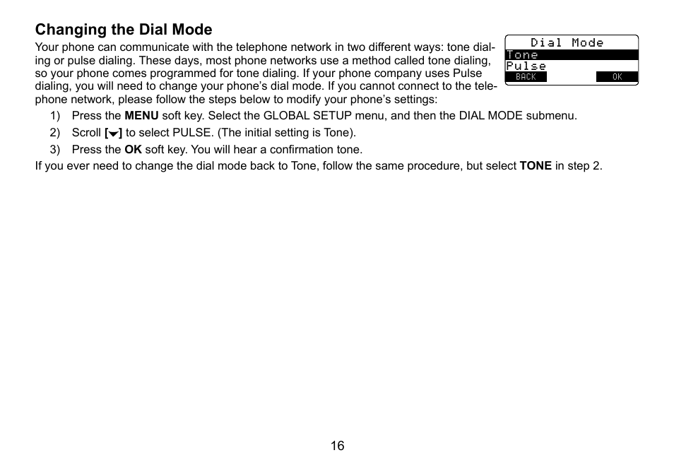 Changing.the.dial.mode | Uniden TRU9460 User Manual | Page 17 / 68