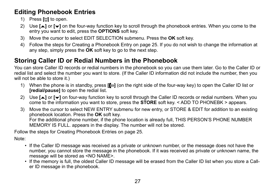 Phonebook, Editing.phonebook.entries | Uniden TRU9460 User Manual | Page 28 / 68