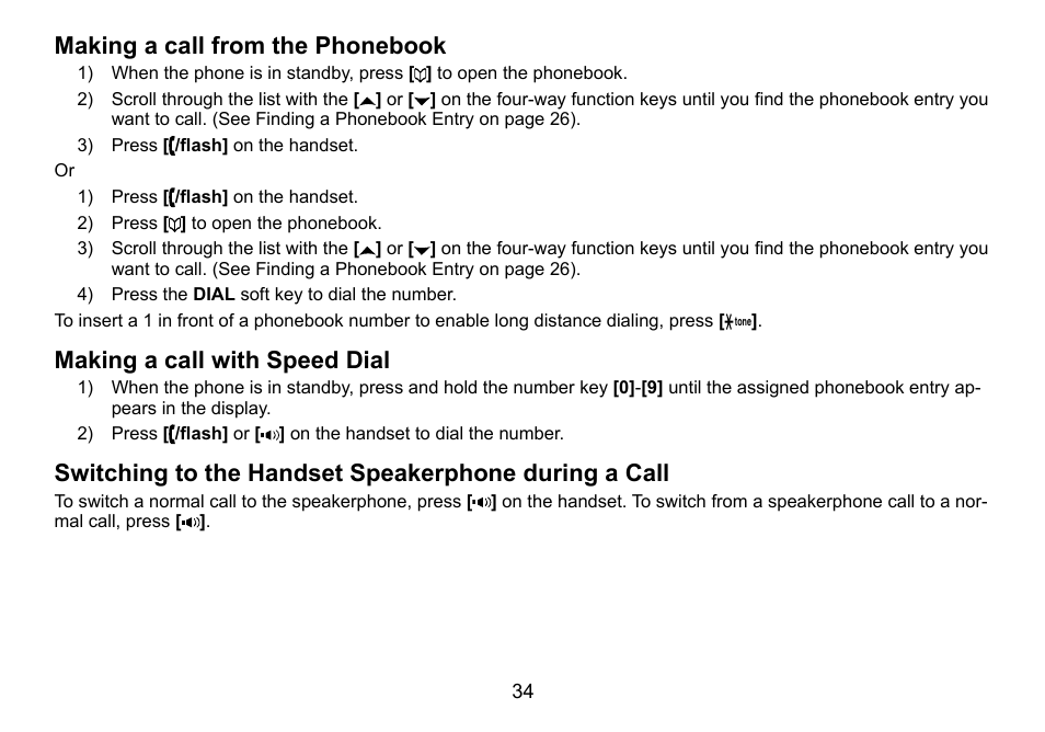 During.a.call, Making.a.call.from.the.phonebook, Making.a.call.with.speed.dial | Uniden TRU9460 User Manual | Page 35 / 68