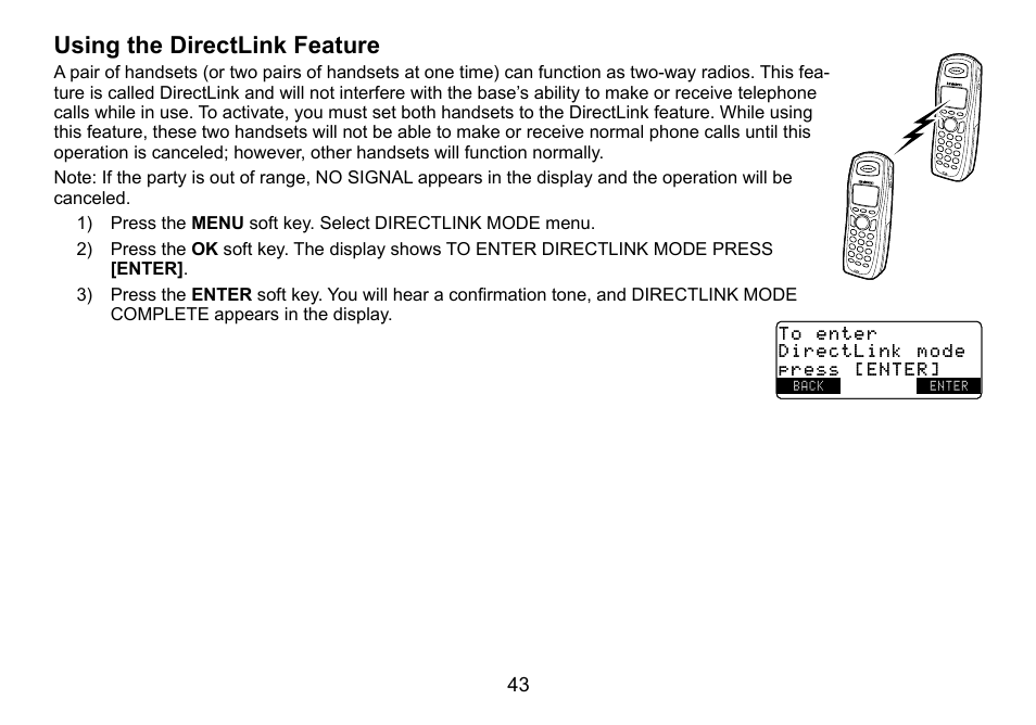 Using.the.directlink.feature | Uniden TRU9460 User Manual | Page 44 / 68