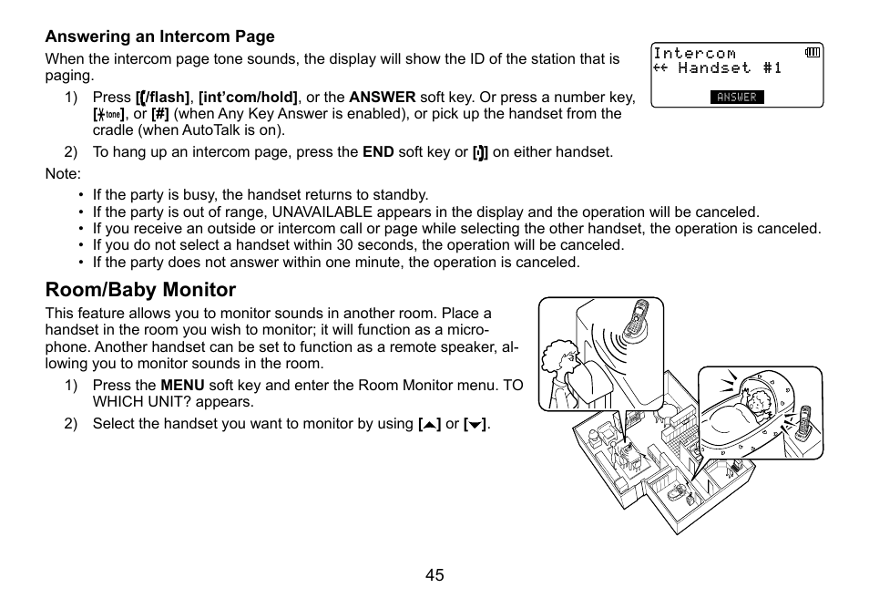 Room/baby.monitor | Uniden TRU9460 User Manual | Page 46 / 68