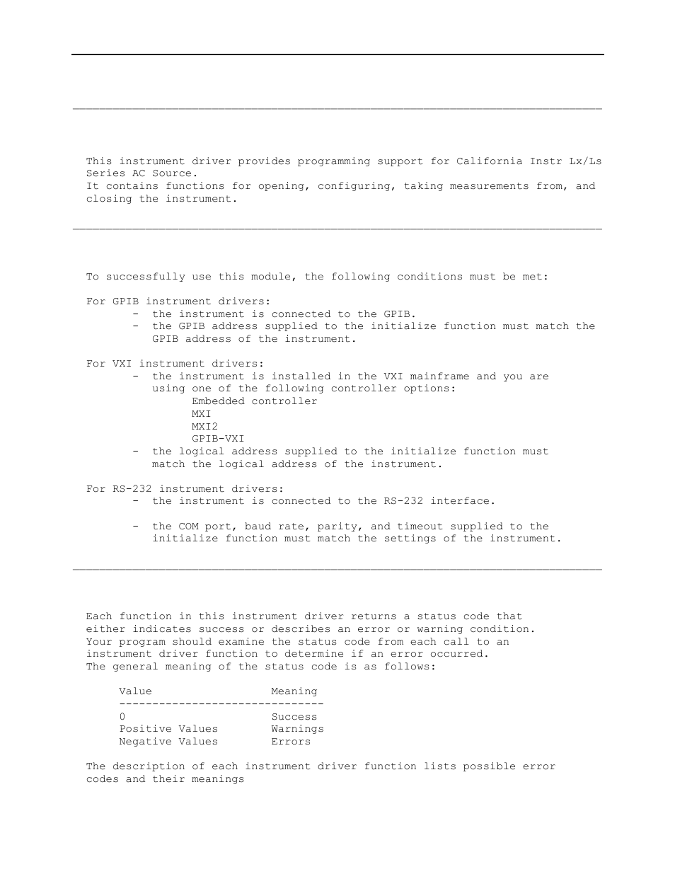 Introduction, Assumptions, Error and status information | California instruments lx/ls series ac source | AMETEK Ls Series Driver Manual User Manual | Page 11 / 275