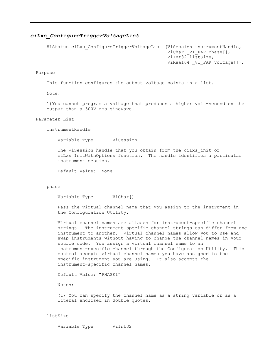 Cilxs_configuretriggervoltagelist | AMETEK Ls Series Driver Manual User Manual | Page 117 / 275