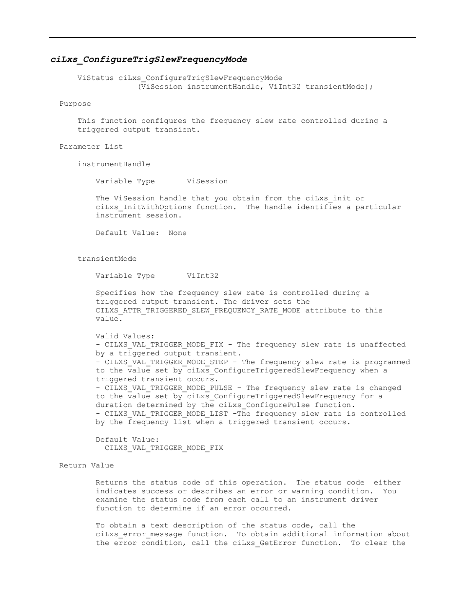 Cilxs_configuretrigslewfrequencymode | AMETEK Ls Series Driver Manual User Manual | Page 122 / 275