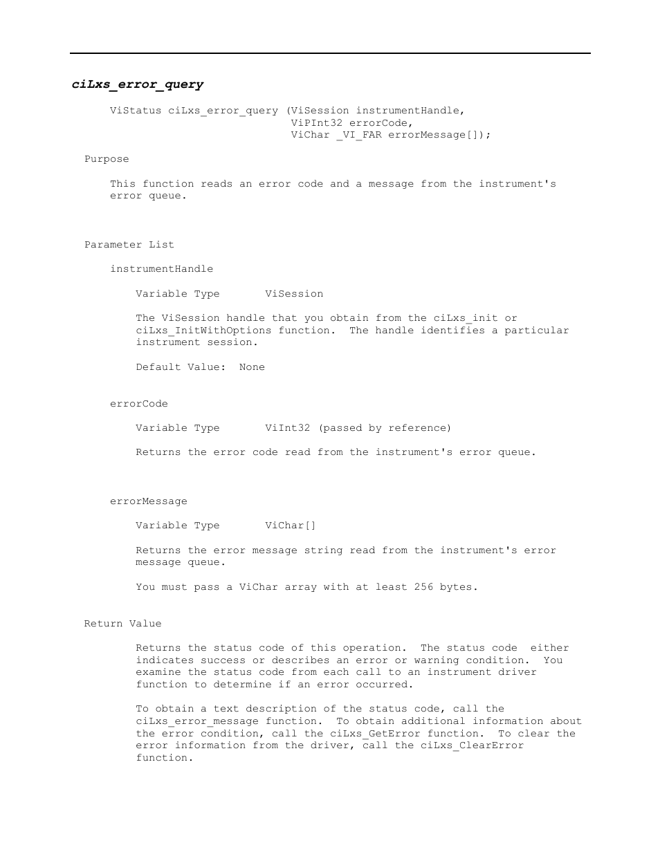 Cilxs_error_query | AMETEK Ls Series Driver Manual User Manual | Page 145 / 275