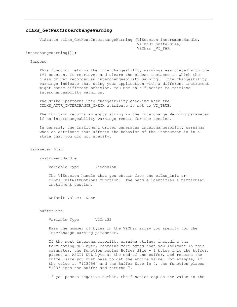 Cilxs_getnextinterchangewarning | AMETEK Ls Series Driver Manual User Manual | Page 178 / 275