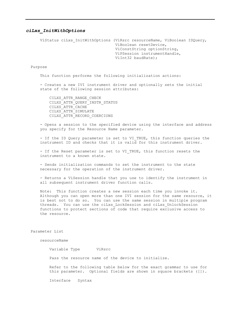 Cilxs_initwithoptions | AMETEK Ls Series Driver Manual User Manual | Page 192 / 275