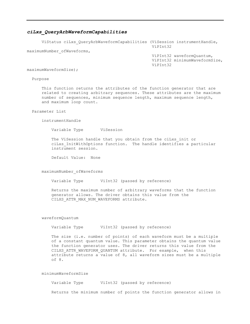 Cilxs_queryarbwaveformcapabilities | AMETEK Ls Series Driver Manual User Manual | Page 211 / 275