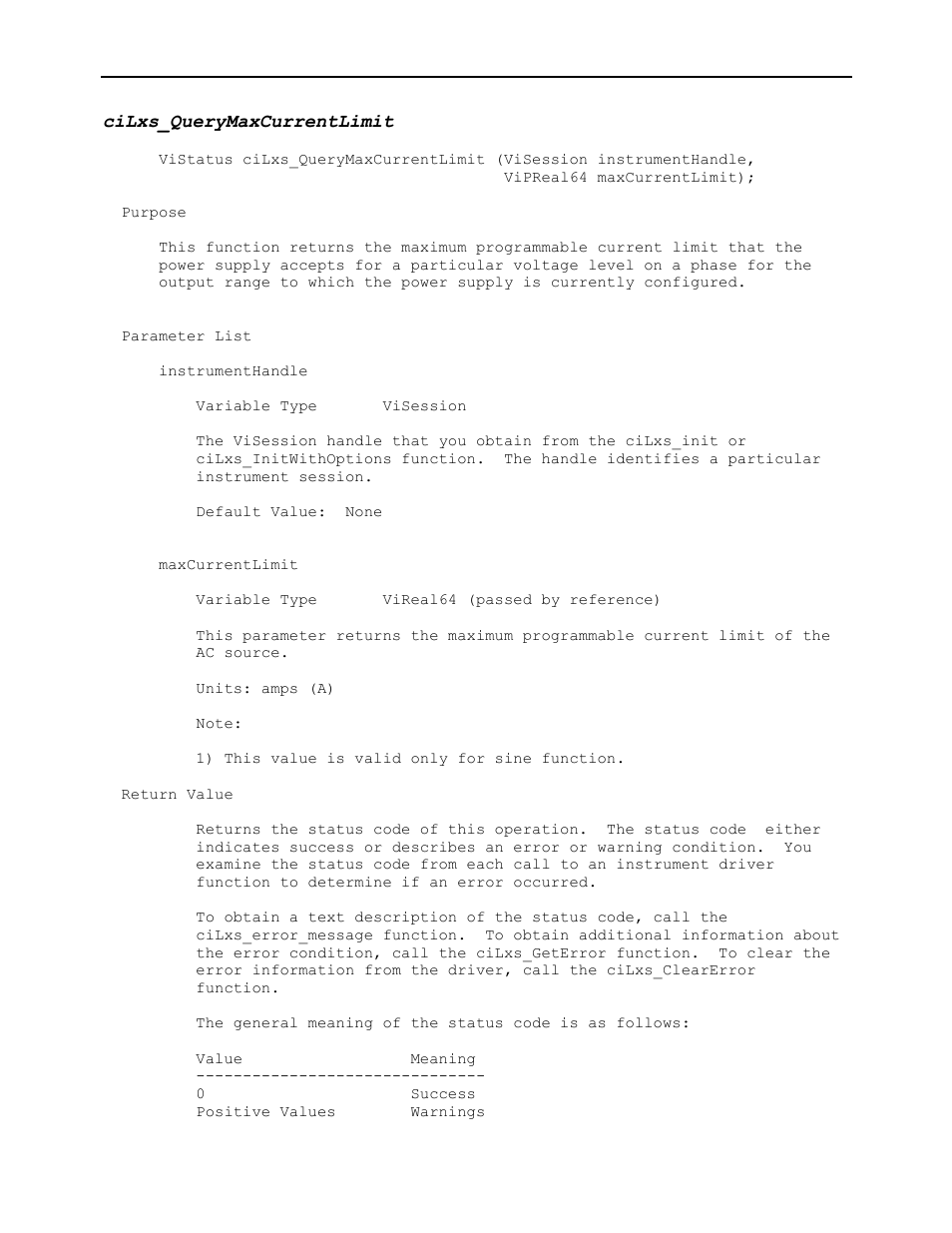 Cilxs_querymaxcurrentlimit | AMETEK Ls Series Driver Manual User Manual | Page 216 / 275