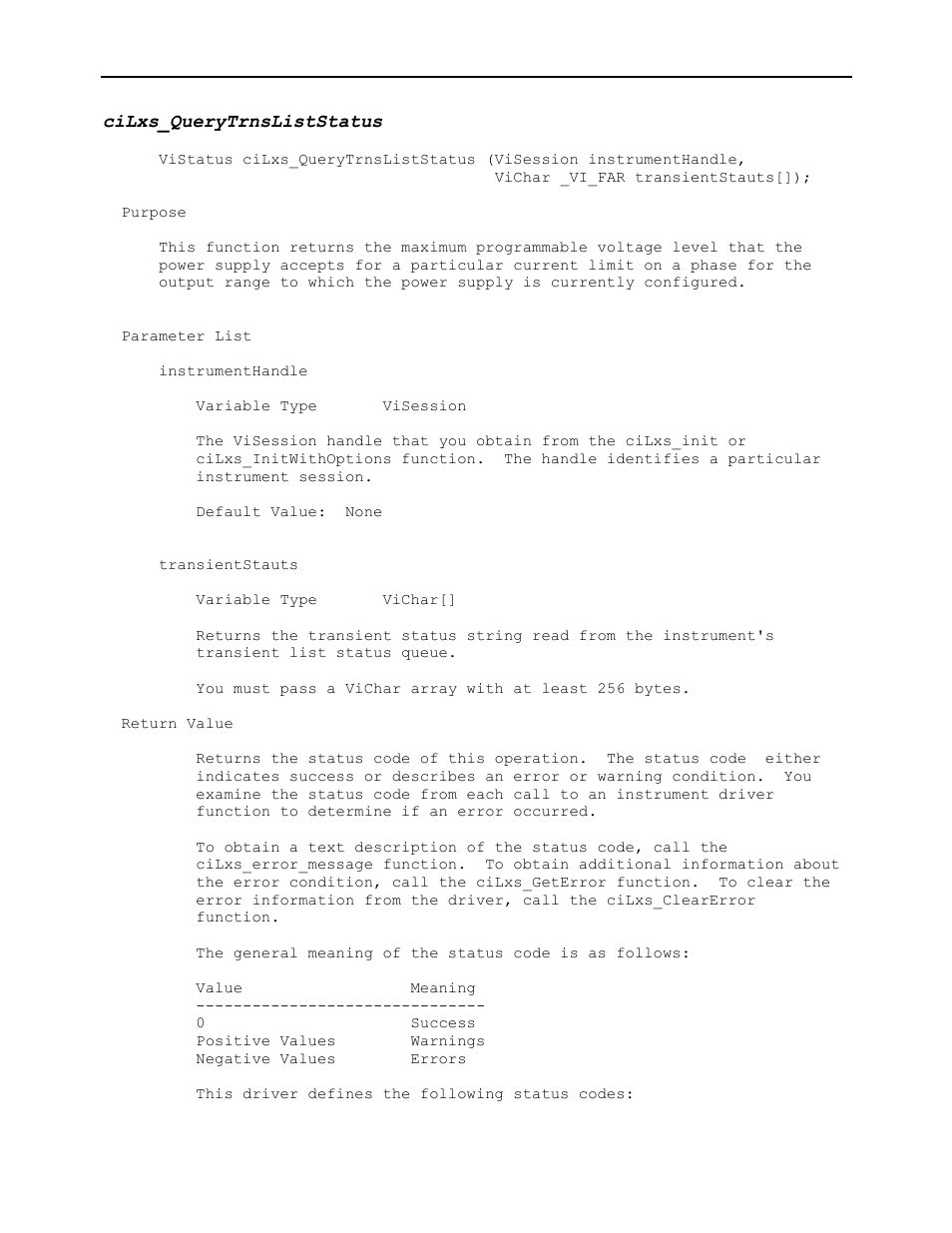 Cilxs_querytrnsliststatus | AMETEK Ls Series Driver Manual User Manual | Page 223 / 275