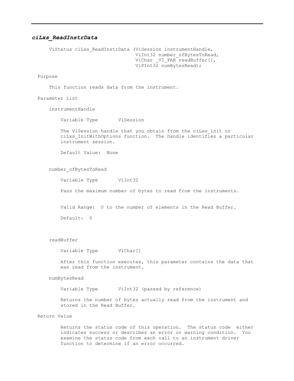 Cilxs_readinstrdata | AMETEK Ls Series Driver Manual User Manual | Page 225 / 275