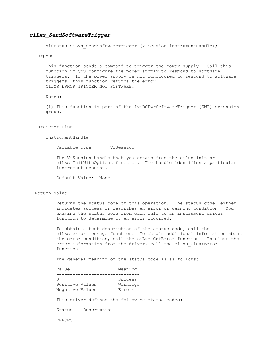 Cilxs_sendsoftwaretrigger | AMETEK Ls Series Driver Manual User Manual | Page 239 / 275