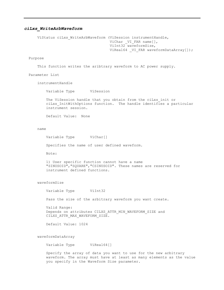 Cilxs_writearbwaveform | AMETEK Ls Series Driver Manual User Manual | Page 266 / 275