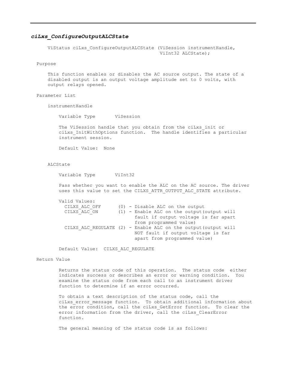 Cilxs_configureoutputalcstate | AMETEK Ls Series Driver Manual User Manual | Page 56 / 275