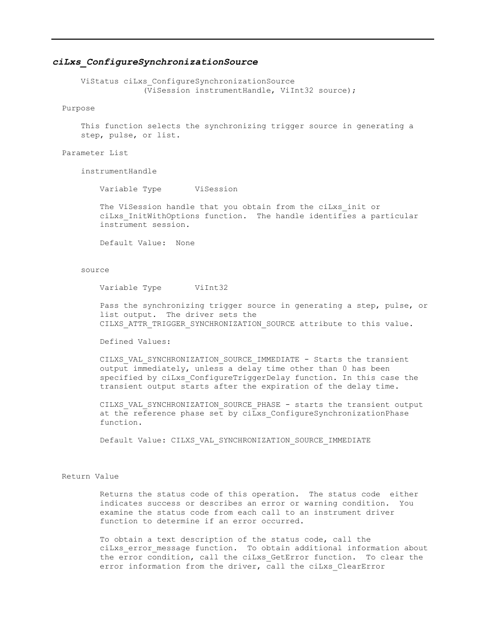 Cilxs_configuresynchronizationsource | AMETEK Ls Series Driver Manual User Manual | Page 78 / 275